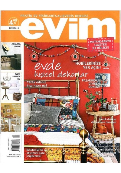Evim - Pratik Ev Fikirleri Ve Alışveriş Dergisi -evde Kişisel Dekorlar- Retro Eski Basım Koleksiyon - Ekim 2015 - Sayı 116 Not: Ekleri Yoktur