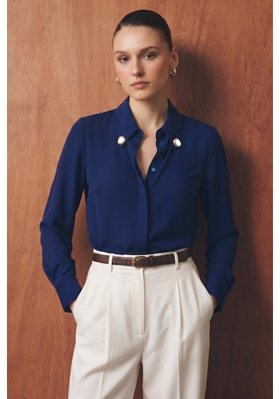 Sateen Lucy Gömlek - Lacivert-137112