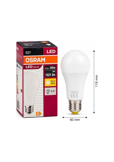 Osram Led Value Classic A100 E27 Led Ampul 13w 1521 Lümen 100w Eşdeğeri Uzun Ömürlü Enerji Tasarruflu Ampul 10'lu Diğer Osram Led Value Classic A100 E27 Led Ampul 13w 1521 Lümen 100w Eşdeğeri Uzun Ömürlü Enerji Tasarruflu Ampul 10'lu Diğer
