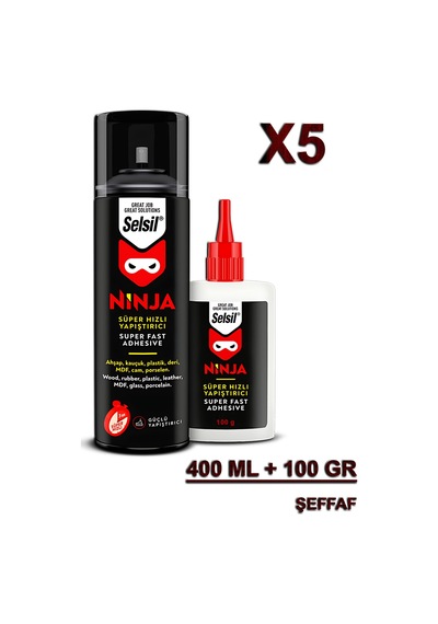Selsil Ninja Hızlı Yapıştırıcı 400 Ml+100 Gr 5 Adet 290 ML