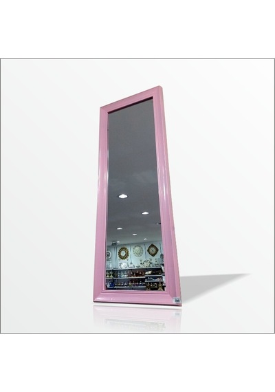 110Cm Pudra Pembe Çerçeveli Salon Antre Banyo Duvar Boy Aynası Pembe