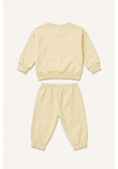 Defacto %100 Pamuk Regular Fıt Bisiklet Yaka Baskılı Üst Lastikli Paça Alt 2li Pijama Takımı Kız Bebek I2908a526auyl240 Sarı-yl240