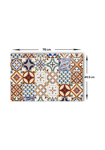 Decorita Çini Desen | Cam Ocak Arkası Koruyucu | 49,5cm x 76cm