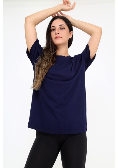 Rubadi Oversize Bol ve Geniş Kesim Lacivert T-shirt Salaş Model Lacivert Rubadi Oversize Bol ve Geniş Kesim Lacivert T-shirt Salaş Model Lacivert
