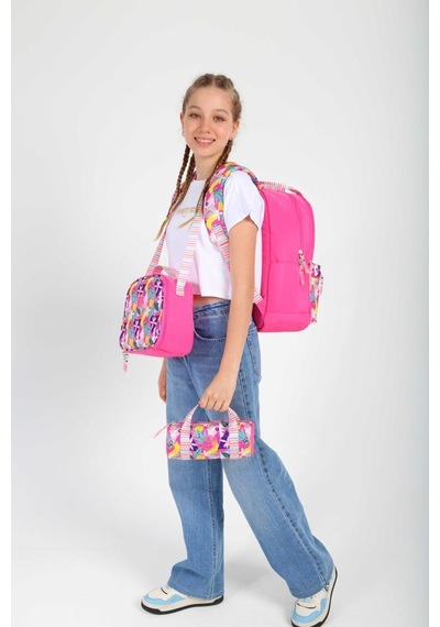 Kaukko Double Stripe Sırt Çantası Pink K1762 Pembe