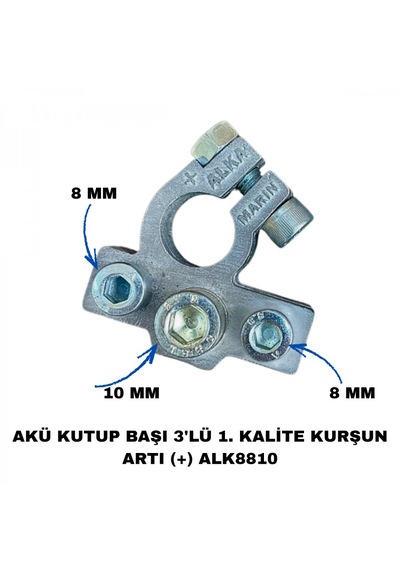 Akü Kutup Başı 3'lü 1. Kalite Kurşun + - Alk8810