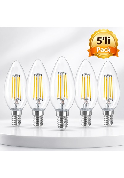 Horoz Fılament Candle-4 E14 4w 3000k Led Ampul 5''li Pack Çok Renkli