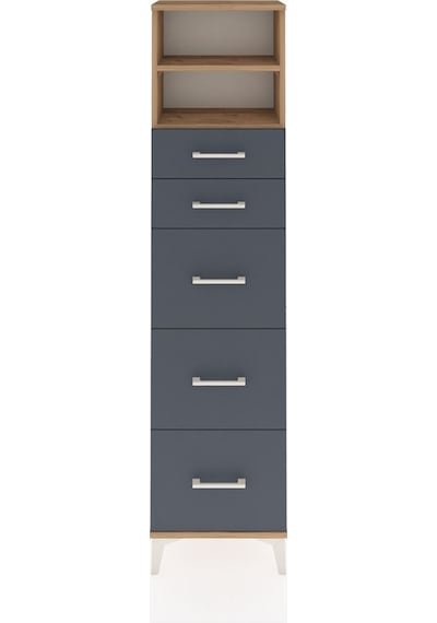 Arges Dolap 2 Raflı 5 Çekmeceli 44x30x182 Çam-antrasit Çam Arges Dolap 2 Raflı 5 Çekmeceli 44x30x182 Çam-antrasit Çam