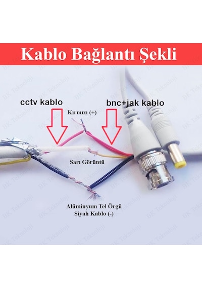 Hazır BNC + DC Power Jack Konnektör CCTV Kamera Kablosu