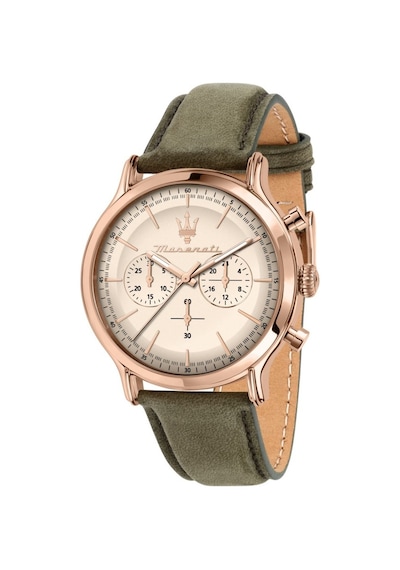 Maserati R8871633007 Fonksiyonlar Aktif Deri Kordon 10 Atm Su Geçirmezlik Yeşil Renk Erkek Kol Saati Rose Gold