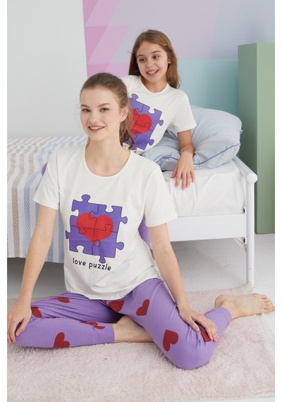 Siyah İnci Pamuklu Örme Pijama Takım 24117036 Çok Renkli