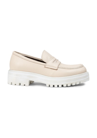 Deery Hakiki Deri Bej Kadın Loafer Ayakkabı - 01903zbeje01 Bej