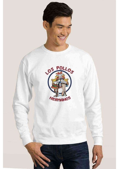 Breaking Bad Los Pollos Hermanos Baskılı Beyaz Erkek Örme Sweat (530945403)