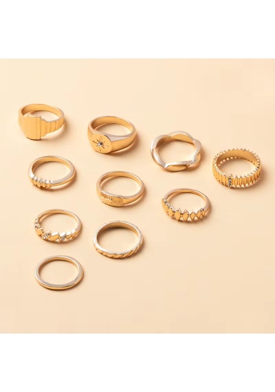 Girift Vintage Yonna 10 Adet Gold Yüzük Seti Altın