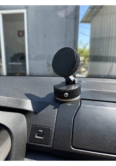 Kadınlara Özel Siyah Kristal Taşlı Araç Telefon Tutacağı Oto Telefon Tutucu Taş