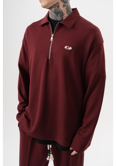 Respire Erkek Yarım Fermuarlı Modal Sweatshirt Vişne Bordo