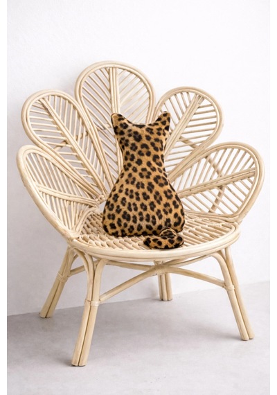 Leopar Desenli Kedi Formlu Dekoratif Yastık