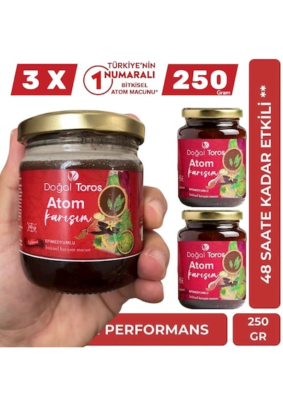 3 X 240 Gr Doğal Toros Atom Ballı Ginsengli Polenli Bitkisel Panax Ginseng Macunu