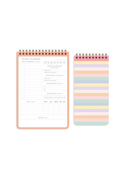 A4 Haftalık Ve Günlük 3 Lü Masaüstü Süresiz Planlayıcı Set Çiçekler Çok Renkli