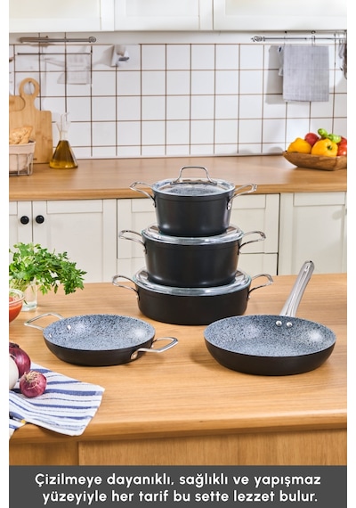 Emsan Biogranit Power Inox 8 Parça Tencere Seti Gümüş