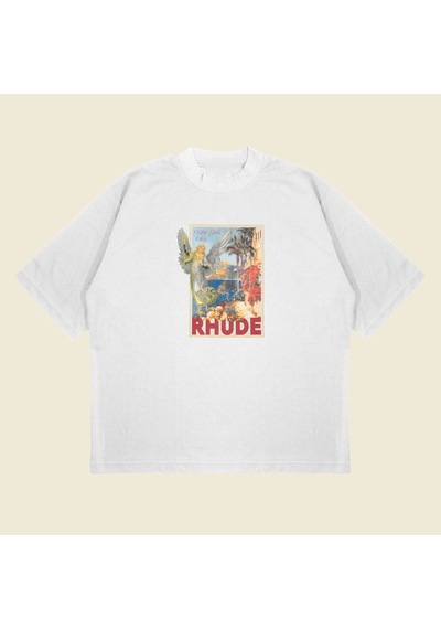 Tarzsokak Rhude Angel Baskılı Oversize Unisex Pamuklu Nefes Alan Kalın Kumaşlı Beyaz