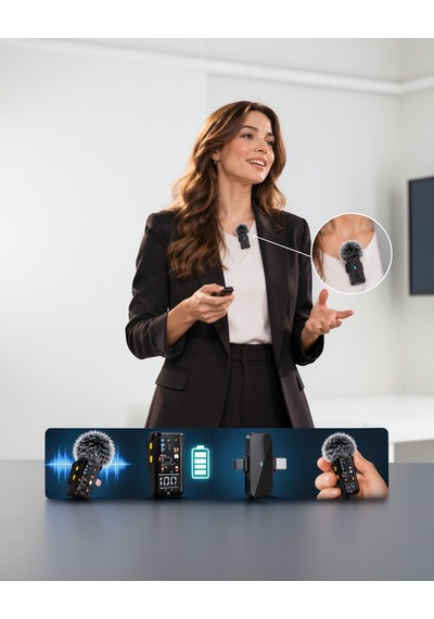Kablosuz Yaka Mikrofonu 2.4g Dijital Ekranlı Se66mikrofon-1