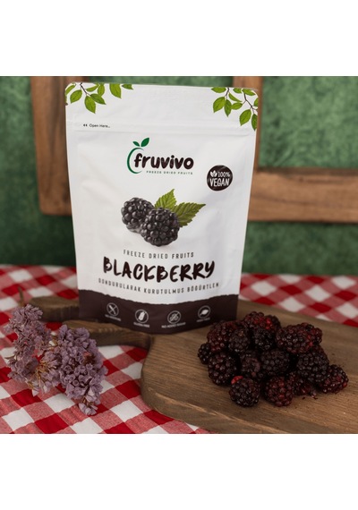 Fruvivo Dondurularak Kurutulmuş Böğürtlen Freeze Dry Blackberry Şeker İlavesiz %100 Doğal Vegan Atıştırmalık 20 G