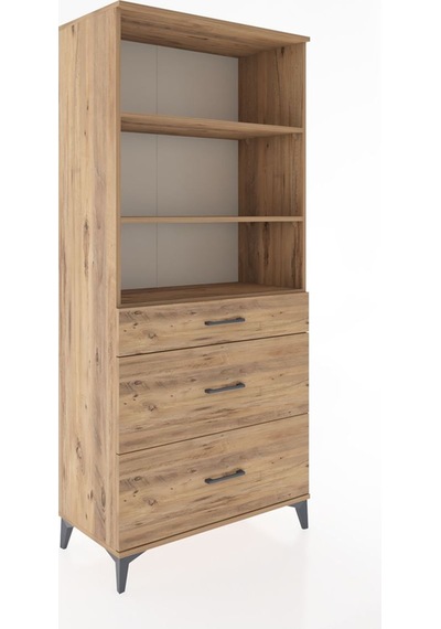 Hyperion Dolap 3 Raflı 3 Çekmeceli 88x44x195 Çam-çam Çam