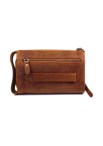 Alphaclub Bag Erkek Hakiki Crazy Deri Taba El Çantası Clutch Portföy Çanta