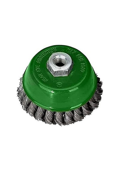 27707 100 Telli Çanak Fırça Gri Yeşil 100 Mm
