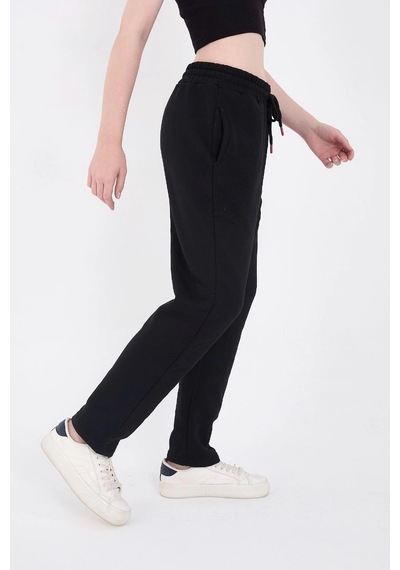 Moda Assema Oversize Boru Paça Baskılı Eşofman Pantolon - Siyah Çok Renkli