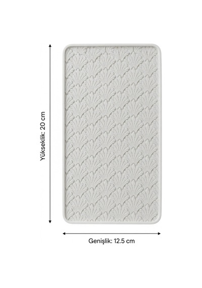 Desenli Kapaklı Dekoratif Kutu Masa Üstü Organizer Takı Aksesuar Saklama Kutusu Pla 20x12.5 Cm Beyaz