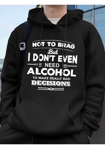 Startmore Startmoregerçekten Kötü Kararlar Verin Baskılı Erkek Kapüşonlu Üstü Sonbahar Bol Sweatshirt Hip Hop Ce Siyah