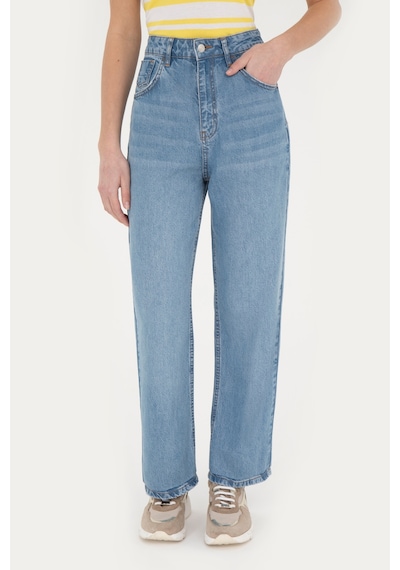 U.S. Polo Assn. Kadın Açık Mavi Loose Fit Jean Pantolon 50282798-DN0021