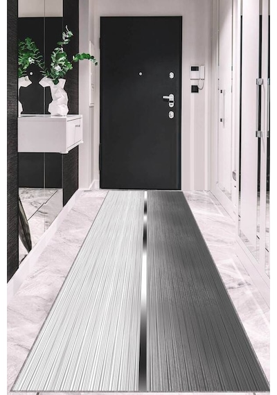 Gri Kaymaz Modern Kesme Rulo Özel Ölçülü Yolluk Ar1408n11
