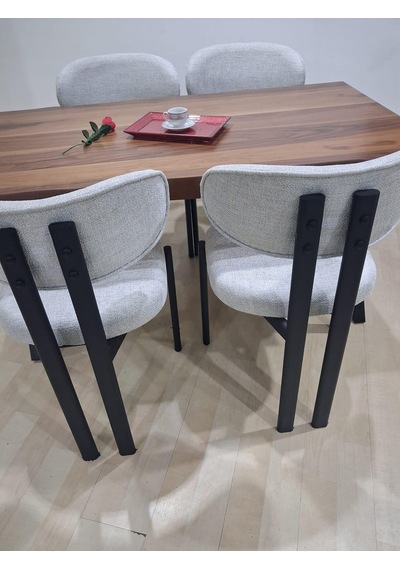 Masa Kütük 90601 V Ayak Sabit Ahşap Boyalı 4 Adet Sandalye Metal Ayak Kahverengi Masa Kütük 90601 V Ayak Sabit Ahşap Boyalı 4 Adet Sandalye Metal Ayak Kahverengi