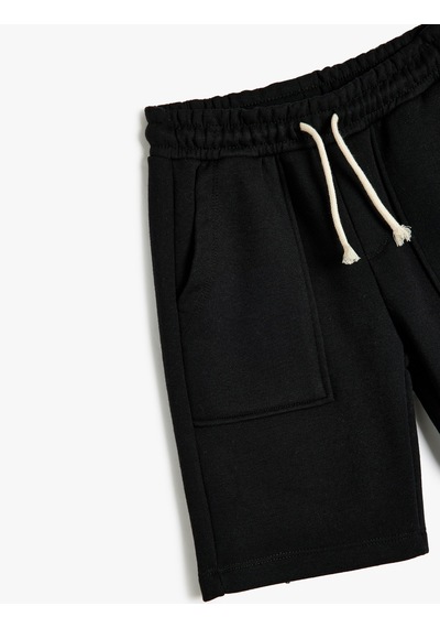 Koton Basic Şort Beli Bağlamalı Cepli Siyah 5skb40026tk Siyah