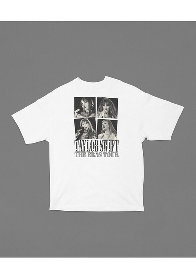 The Eras Tour Yazılı Unisex Tişört, Oversize Taylor Swift Tişört Beyaz