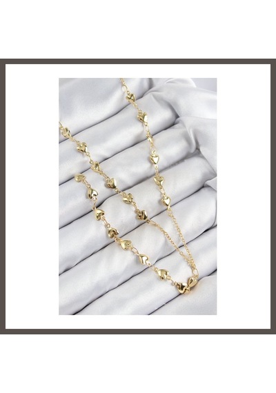 Bezos Pirinç Zirkon Taşlı Kalp Model Gold Renk Y Kolye Nxrlvng