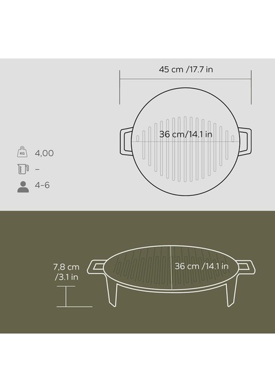 Lava Metal Silikon Kulplu Döküm Mangal Izgarası,22x32 / Demir Döküm Cam Emaye Kaplama Diğer