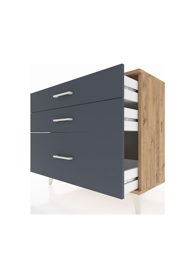 Kronos Şifonyer 3 Çekmeceli 88x59x80 Çam-antrasit Atlas Çam