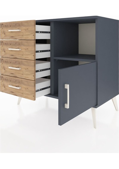 Hyperion Şifonyer Tek Raflı 4 Çekmeceli Tek Kapaklı 88x44x80 Antrasit-antrasit/çam Antrasit/çam Hyperion Şifonyer Tek Raflı 4 Çekmeceli Tek Kapaklı 88x44x80 Antrasit-antrasit/çam Antrasit/çam