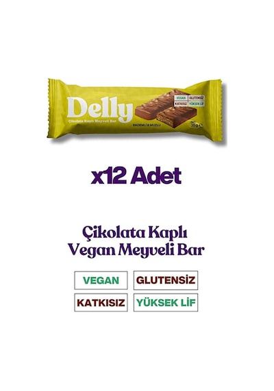 Delly Çikolata Kaplı Bademli Muzlu Bar 12 x 35 G