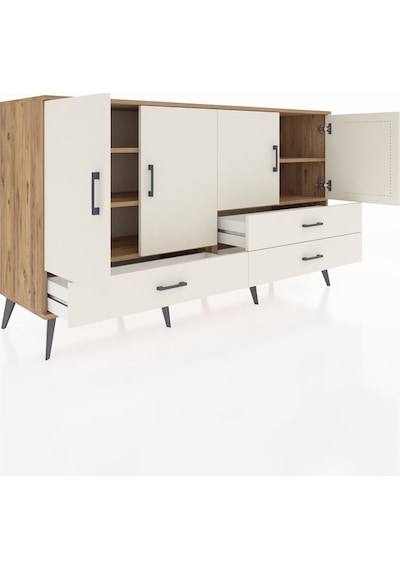 Hyperion Konsol 5 Raflı 3 Çekmeceli 4 Kapaklı 176x44x99 Çam-aytaş Çam-aytaşı