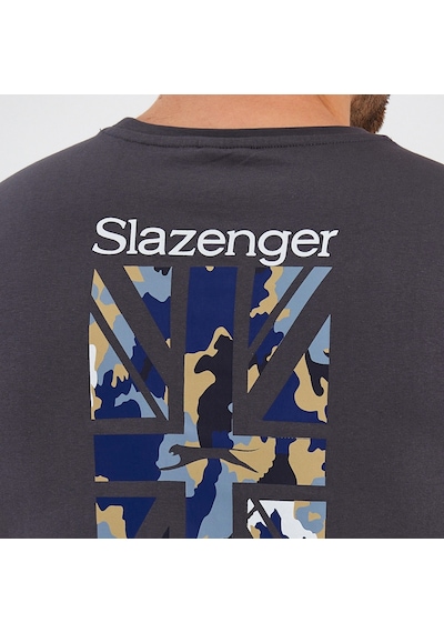 Slazenger PACET Erkek Baskılı Koyu Gri Tişört
