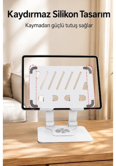 Özel Üretim Konfor Destek Ergonomik Katlanabilir Masaüstü Telefon Tablet Tutucu Jx045 Beyaz Diğer