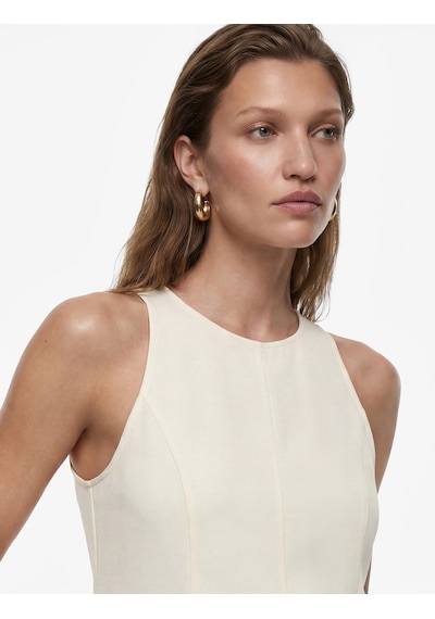 Koton Keten Karışımlı Kolsuz Bisiklet Yaka Peplum Top Bej 6sak30130ew Ekru