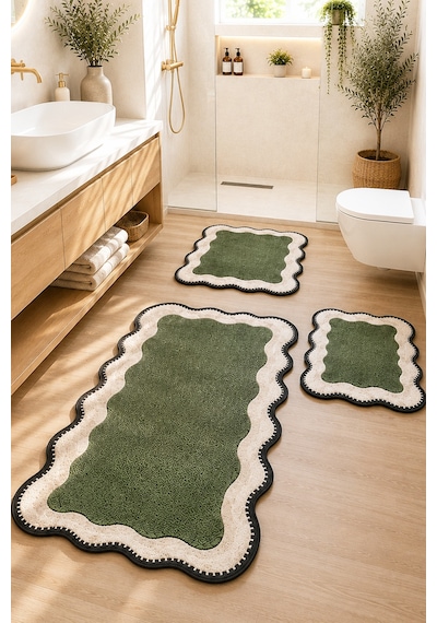 Nehogreen Shape 60x100 50x60 50x60 Kaydırmaz Tabanlı 3'lü Banyo Paspas Seti Takımı 3lü Shape