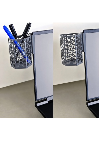 Alvera Monitor Kalemlik 3d Baskı Petek Desenli Laptop Kenar Altıgen Kalemlik-gri