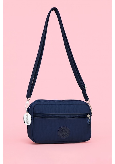 Westbag Kadın Çapraz Askılı Üç Gözlü Fermuarlı Krinkıl Günlük Omuz Çantası Lacivert